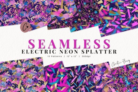 Download Seamless Electric Neon Splatter Paper - Neon Collection