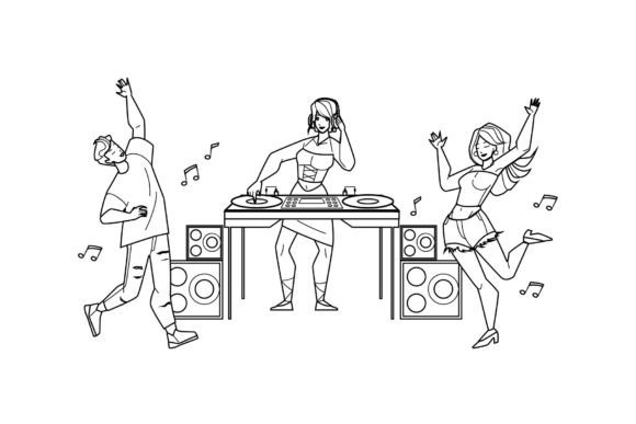 Download Dj Girl Playing Music on Night Club - Club Collection
