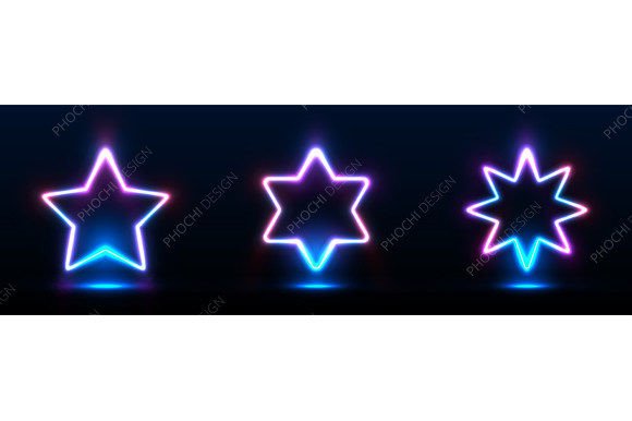 Download Set of Nightclub Sign Light Neon Stars - Neon Collection