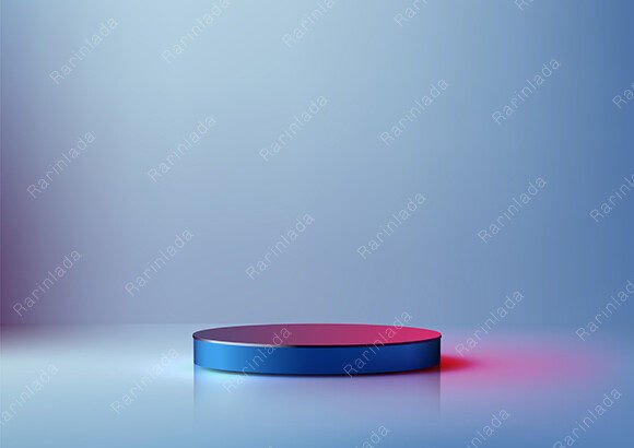 Download 3D Blue Circle Podium with Red Neon - Neon Collection