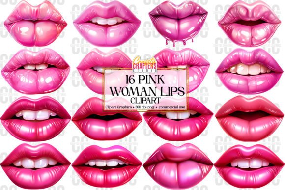 Download Pink Glossy Woman Lips Bundle - Glossy Collection