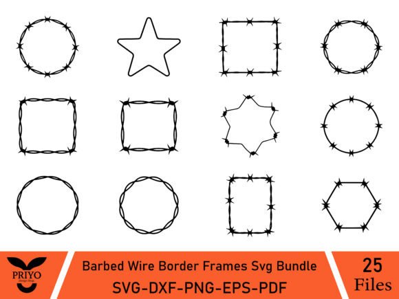Download Barbed Wire Border Frames Svg Bundle - Border Collection
