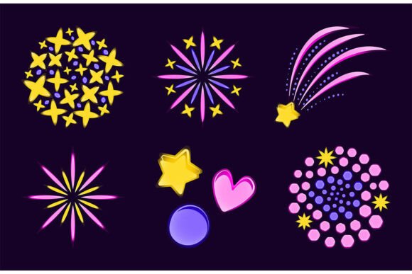 Download Fireworks and Confetti Neon Set - Neon Collection