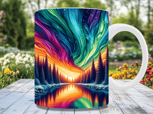 Download Neon Forest Sunset Reflection Mug Wrap - Neon Collection