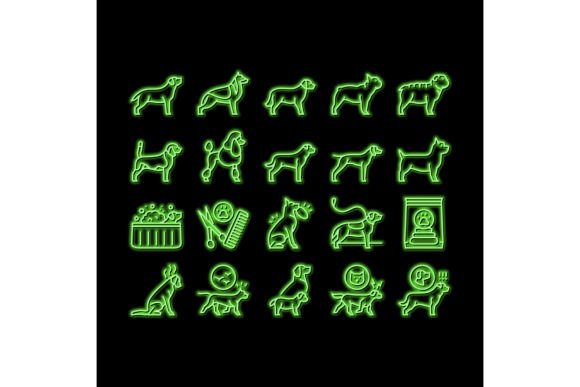 Download Dog Domestic Animal Neon Glow Icon - Neon Collection