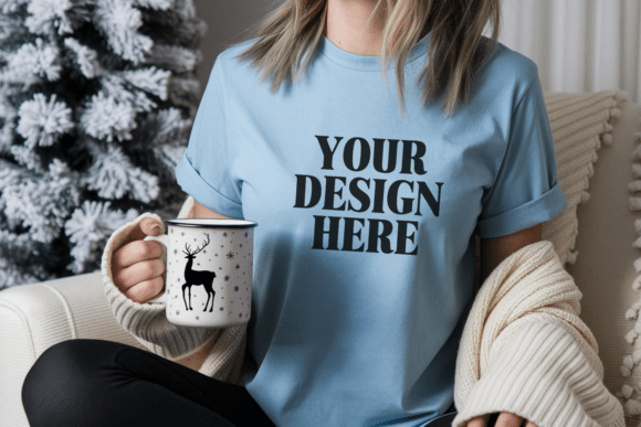 Download Christmas Gildan 64000 Neon Blue Mockup - Neon Collection