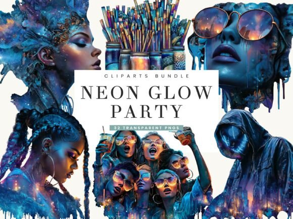 Download Neon Glow Party Clipart Bundle - Neon Collection