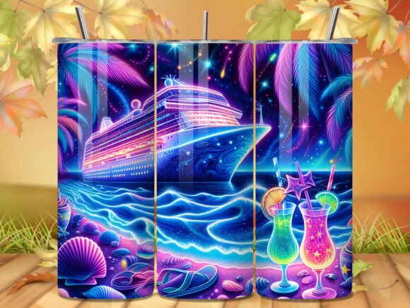 Download Neon Glow Beach Cruise Galaxy Tumbler - Neon Collection
