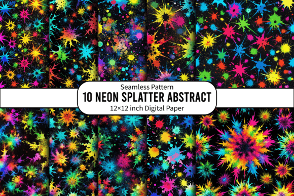 Download Neon Splatter Abstract Black Background - Neon Collection