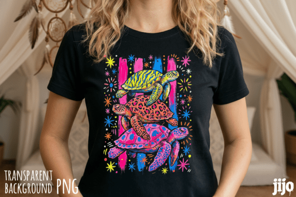 Download Turtle Three Stacked Neon PNG - Neon Collection