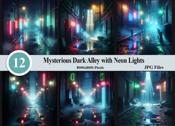 Download Mysterious Dark Alley with Neon Lights - Neon Collection