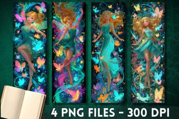 Download Neon Glow Butterfly Pixie Bookmarks Set - Neon Collection