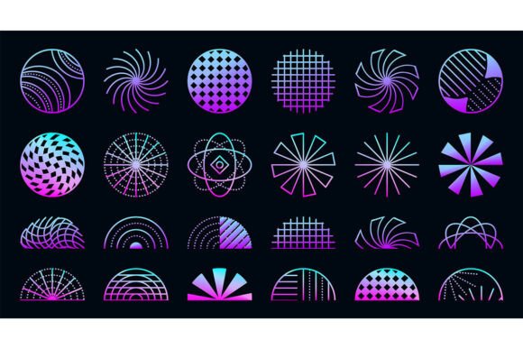 Download Y2K Neon Circles and Semicircles - Neon Collection