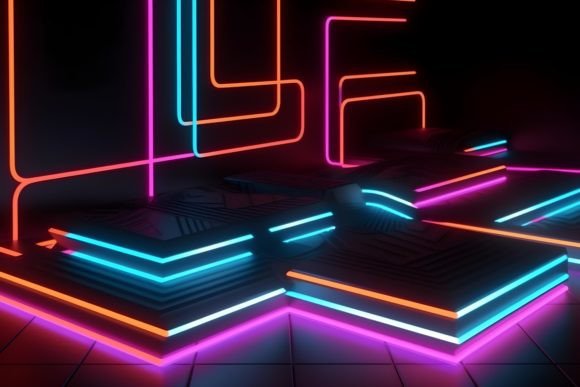 Download Geometric Neon Triangle Background - Neon Collection