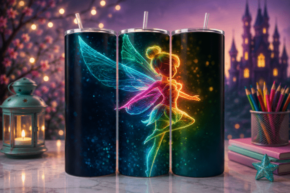 Download Tinker Bell Neon Glow Tumbler Wrap PNG - Neon Collection
