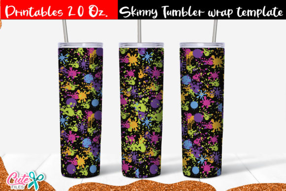 Download Neon Splash Skinny Tumbler Wrap - Neon Collection