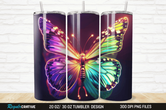 Download 3D Neon Glow in Dark Butterfly Tumbler - Neon Collection