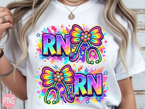 Download Neon Splash RN Nurse Bow Tie PNG T-shirt - Neon Collection