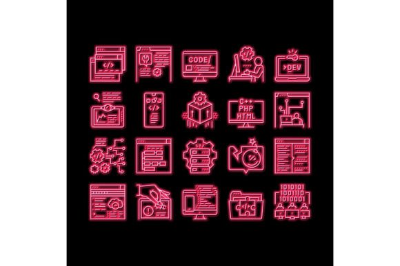 Download Dev Code Occupation Neon Glow Icon - Neon Collection