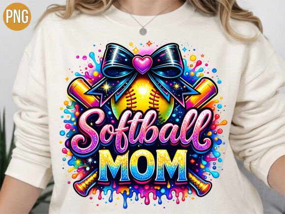 Download Softball Mom Neon Splatter Bow PNG - Neon Collection