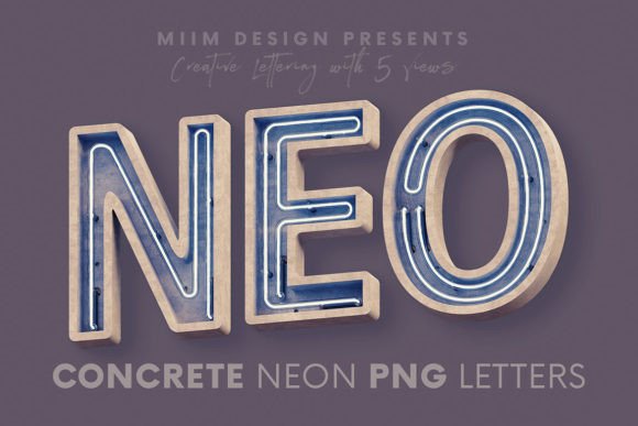 Download Concrete Neon 3D Lettering - Neon Collection