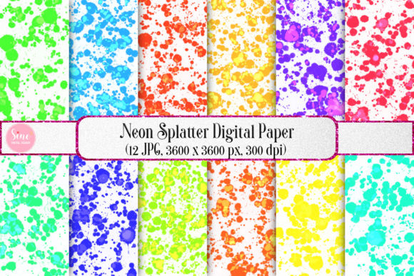 Download Neon Splatter Digital Papers Backgrounds - Neon Collection