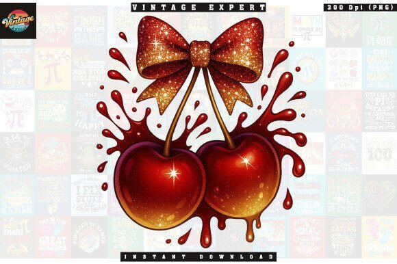 Download Dripping Glossy Cherries Sparkle Bow PNG - Glossy Collection