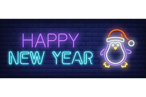 Download Happy New Year Neon Sign. Glowing Inscri - Neon Collection