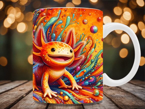 Download Vibrant Neon Splash Axolotl Mug Wrap - Neon Collection