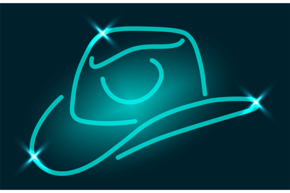Download Cowboy Hat in Blue Neon Line Style. Bar - Neon Collection