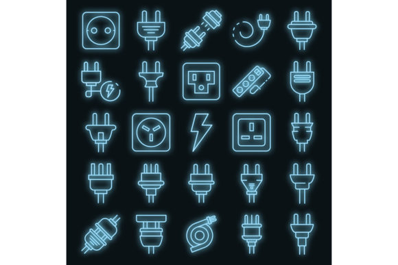 Download Plug Wire Icons Set Vector Neon - Neon Collection