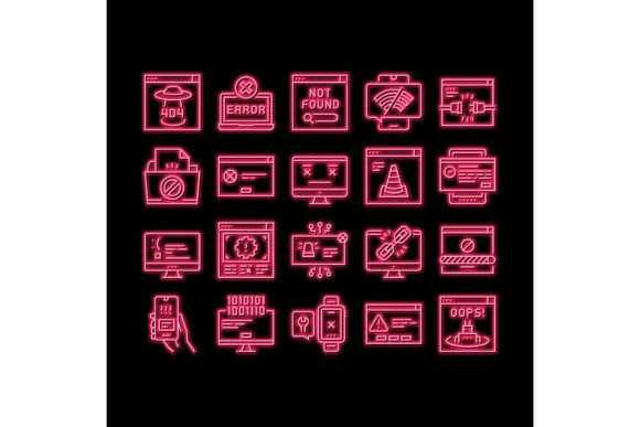 Download Not Found Web Page Neon Glow Icon - Neon Collection