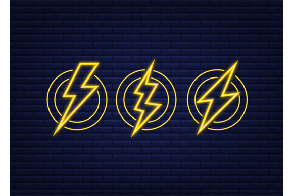Download Lightning Bolt Neon Set. Thunder Bolt - Neon Collection