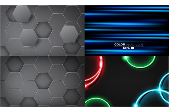 Download Set of Background Polygonal and Neon - Neon Collection