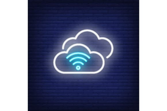 Download Cloud Computing Neon Sign. Wifi, Communi - Neon Collection