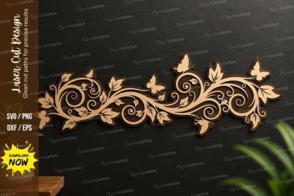 Download Floral Butterfly Border Laser Cut Svg - Border Collection
