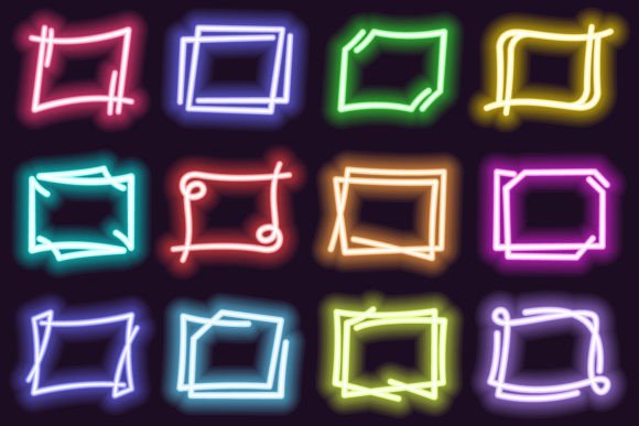 Download Glowing Rectangle Neon Frames - Neon Collection