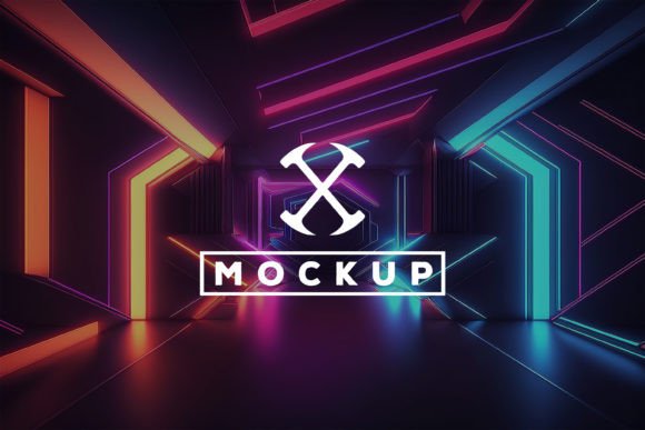 Download Logo Mockup with Neon Tunnel Background - Neon Collection