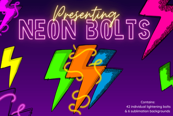 Download Neon Lightening Bolt Clipart Bundle - Neon Collection