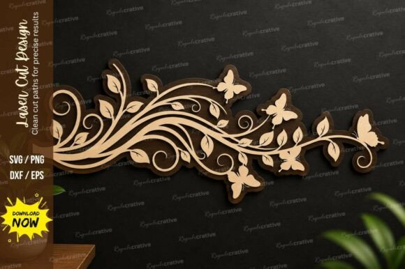 Download Floral Vine Border Laser Cut Svg File - Border Collection