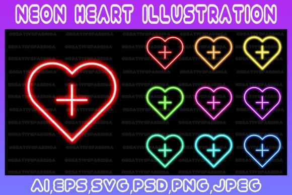 Download Heart Neon Line Illustration Art Vector - Neon Collection