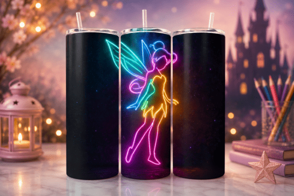 Download Tinker Bell Neon Glow Tumbler Wrap PNG - Neon Collection