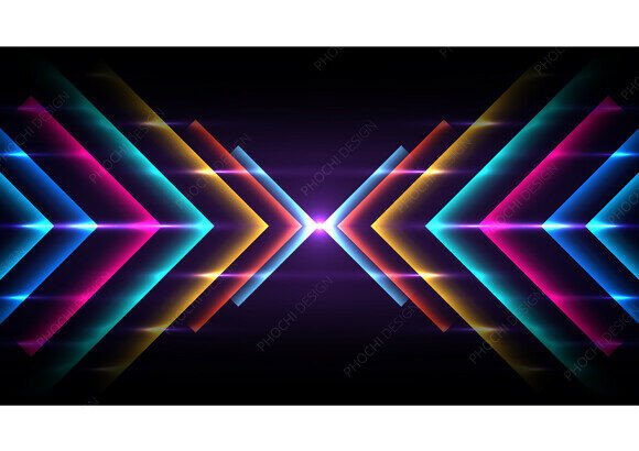 Download Neon Chevron Geometric Lines Background - Neon Collection
