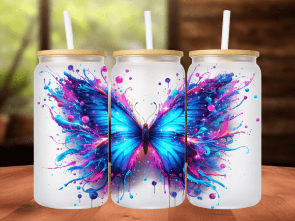 Download Neon Splash Butterfly 12oz Tumbler Wrap - Neon Collection
