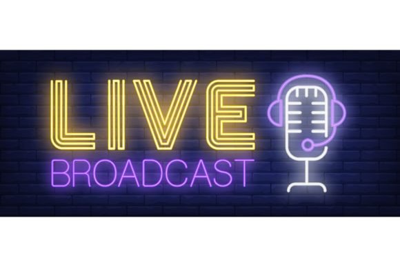 Download Live Broadcast Neon Sign. Headset and Mi - Neon Collection