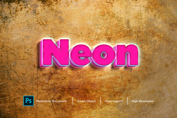 Download Neon 3D Text Effect Layer Style - Neon Collection