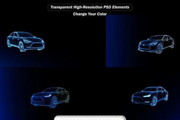 Download Sport Car Wire Model with Blue Neon - Neon Collection